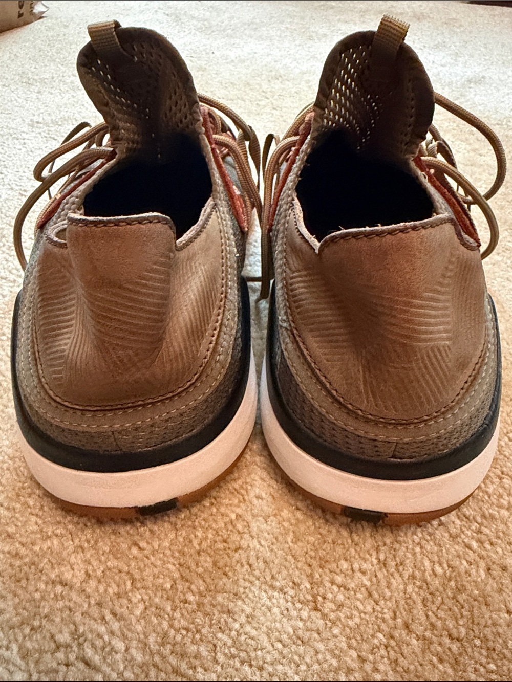 OluKai Olive Green and Brown Lace-Up Athletic Sneakers - Picture 4 of 6